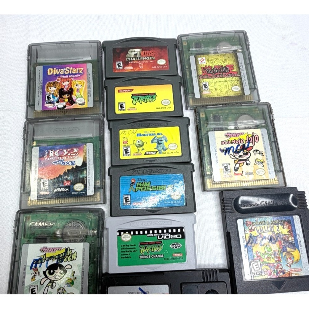 Nintendo Game Boy GBA GBC Game Lot 10 Games Yu-Gi-Oh TMNT Kim Possible